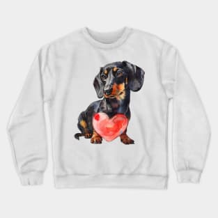 Valentine Dachshund Holding Heart Crewneck Sweatshirt